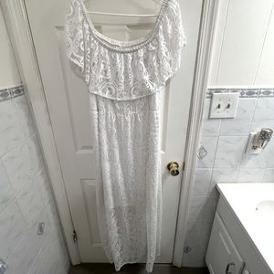 Off the Shoulder Maxi Dress with Pockets